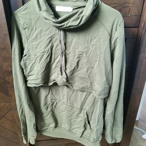 Latched Mama Nursing Hoodie Cowl Neck XL Olive